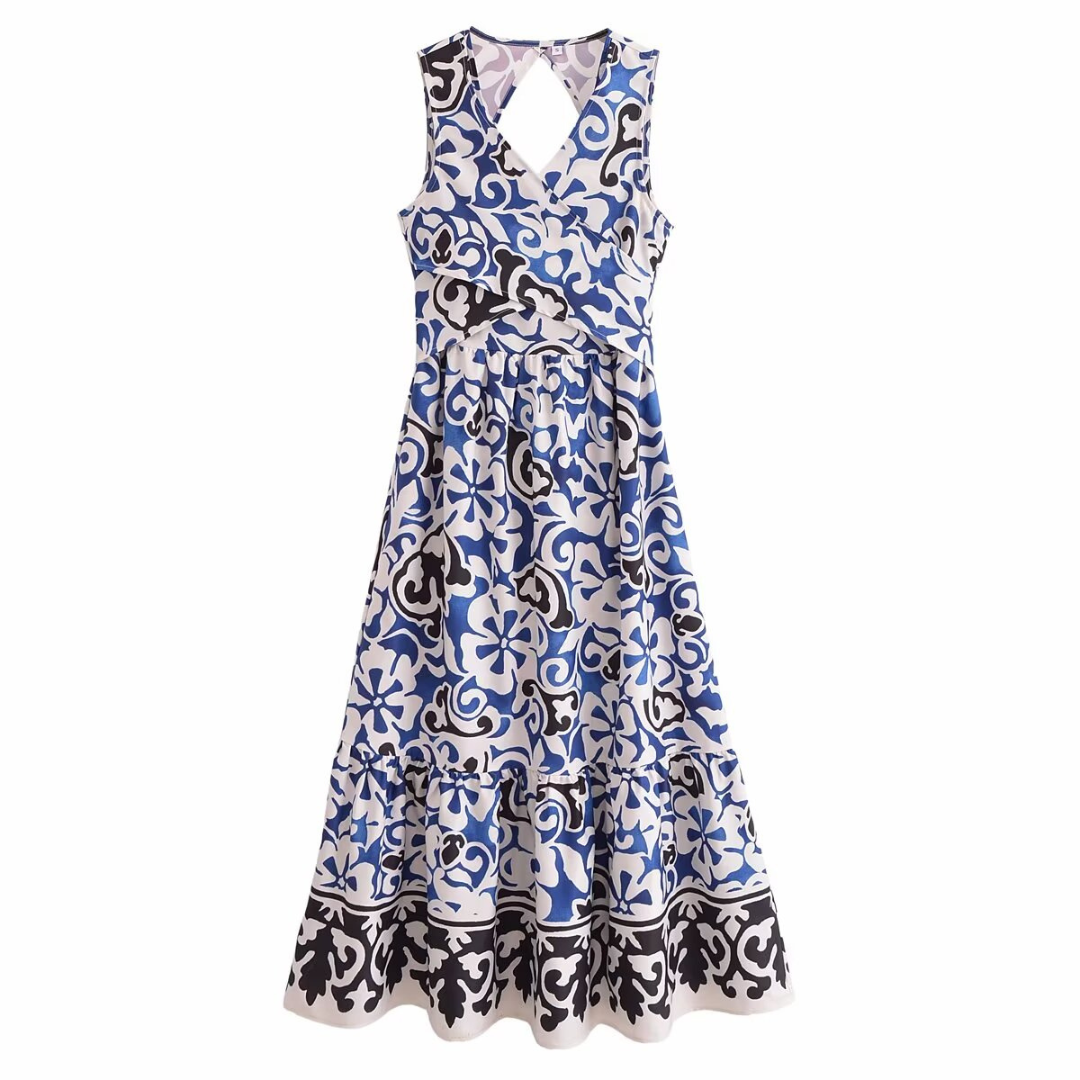 'Kinaya' printed V-neck maxi dress