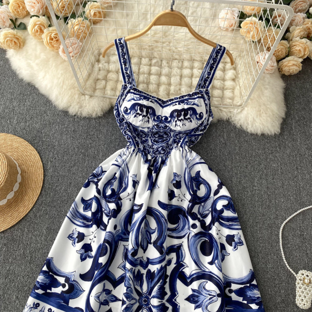 'Summer days' Printed V-neck maxi dress