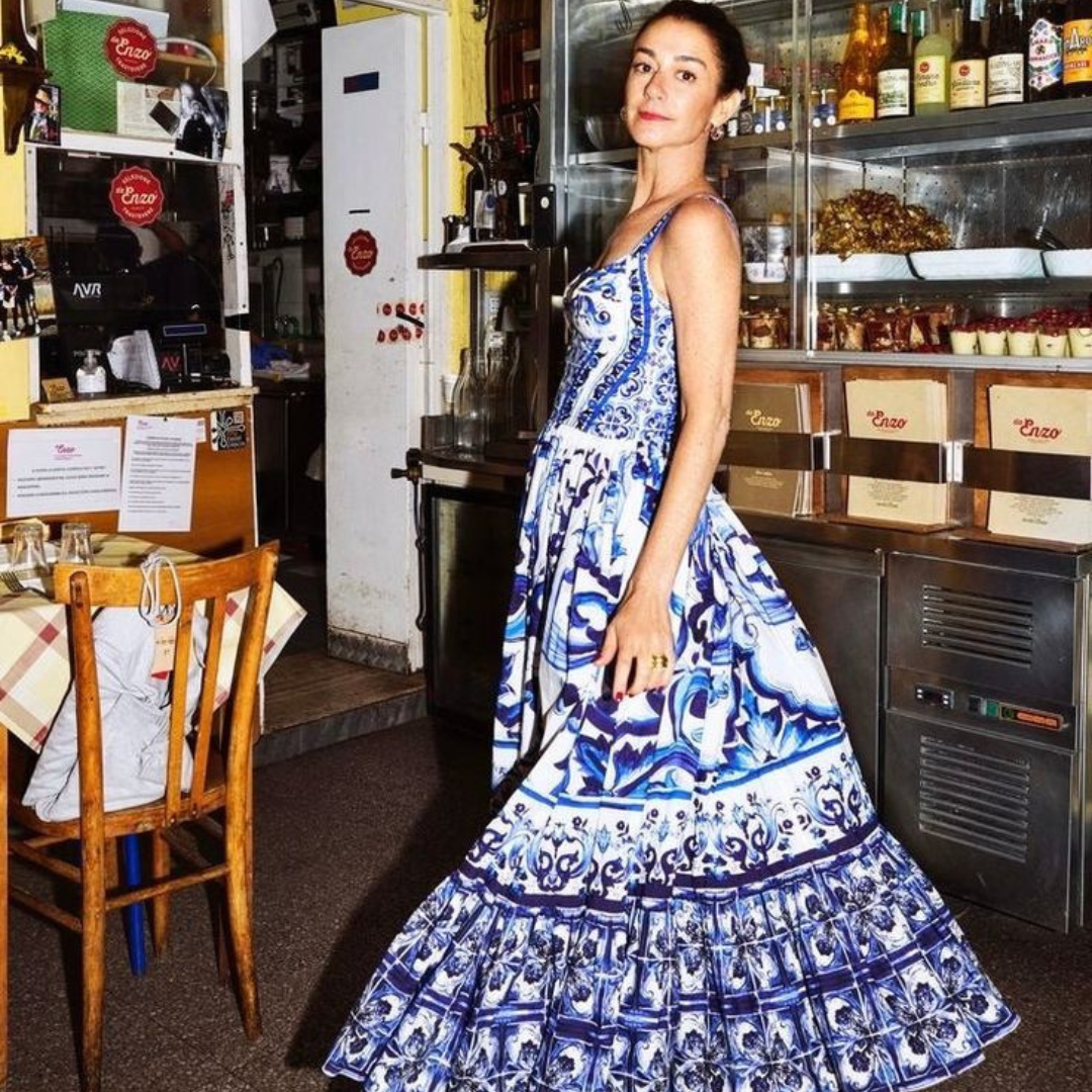 'Summer days' Printed V-neck maxi dress