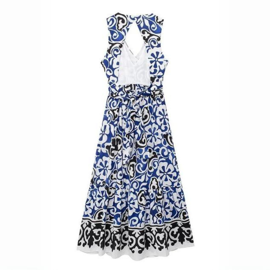 'Kinaya' printed V-neck maxi dress
