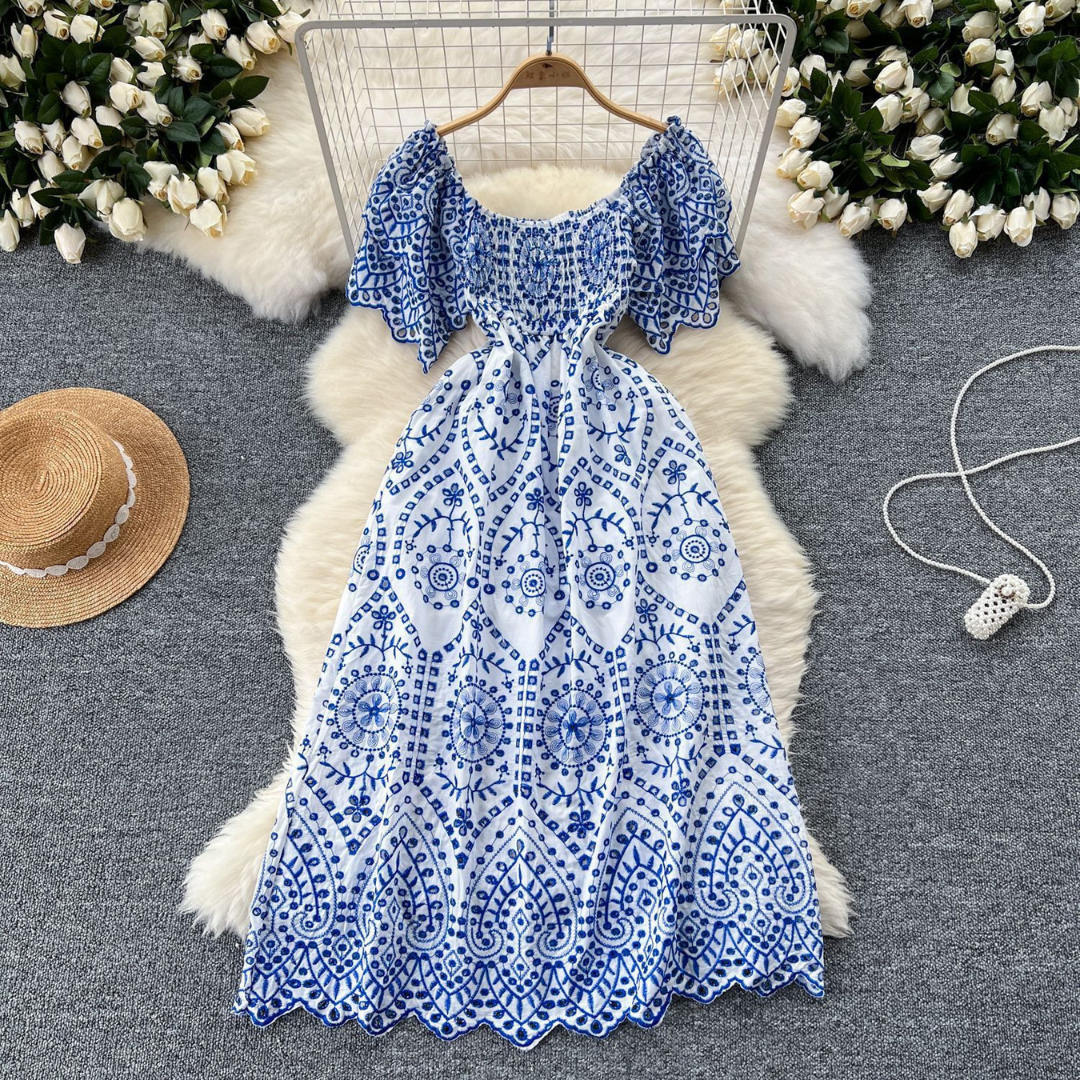 'Gerry' embroidered cotton maxi dress