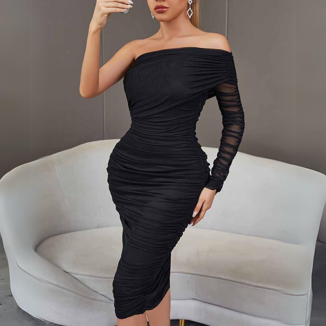 'Victoria' slim fit one shoulder dress.