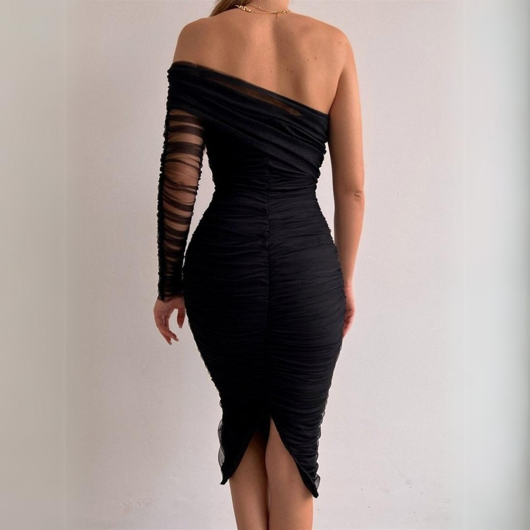 'Victoria' slim fit one shoulder dress.