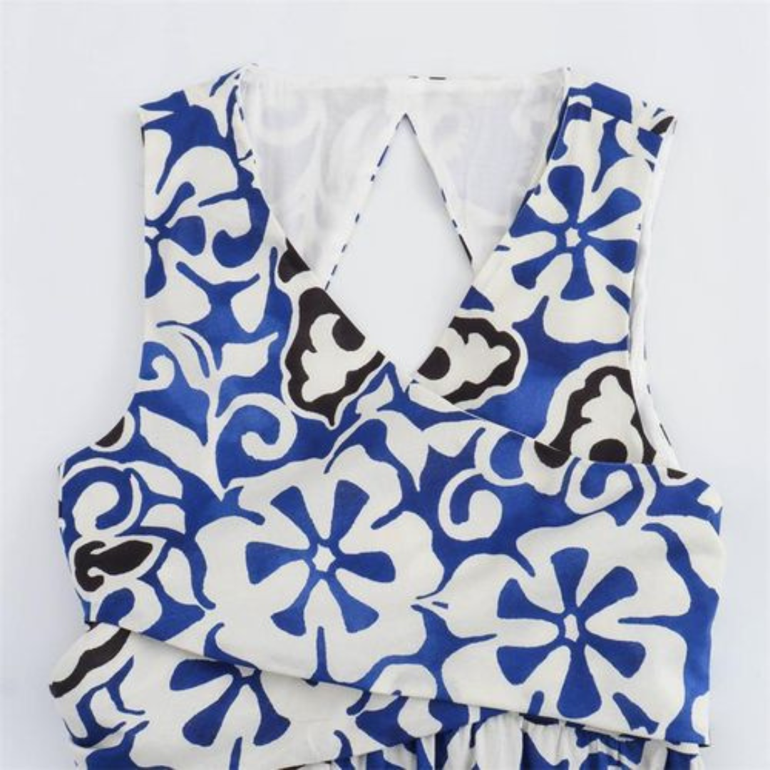 'Kinaya' printed V-neck maxi dress