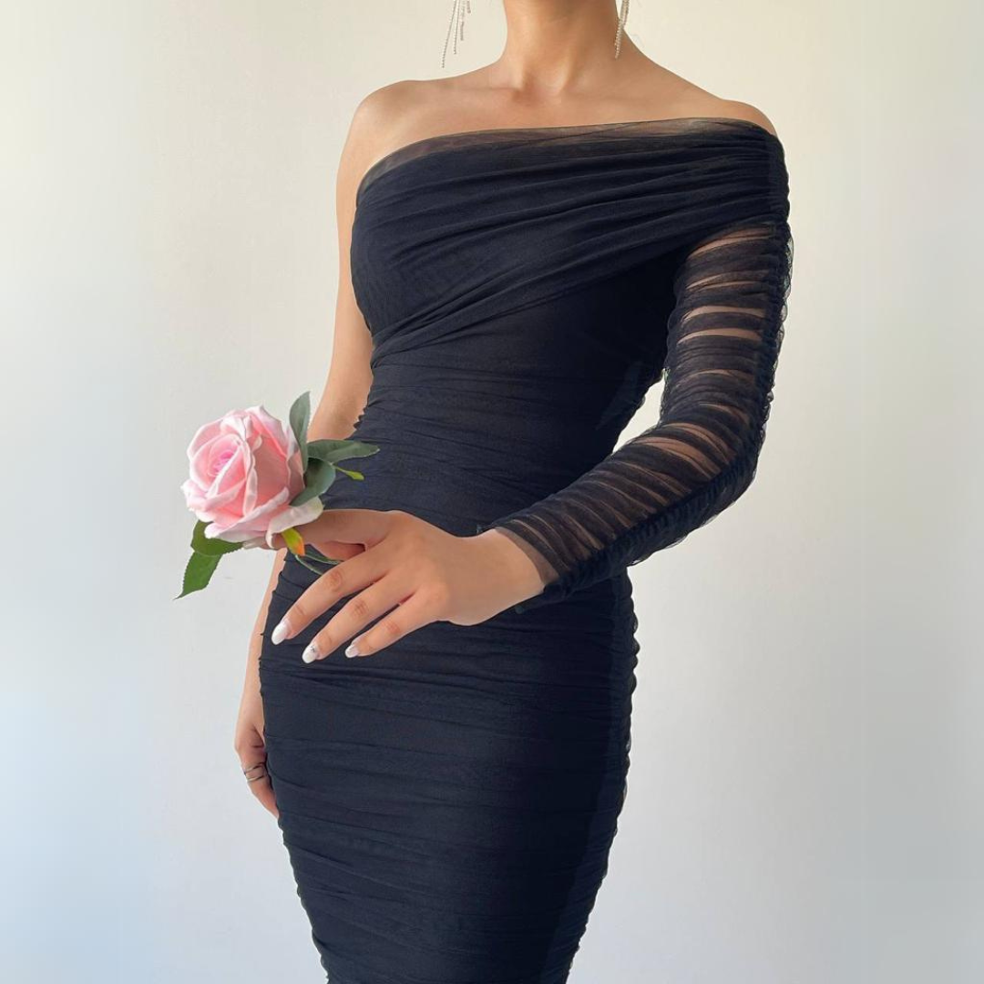 'Victoria' slim fit one shoulder dress.