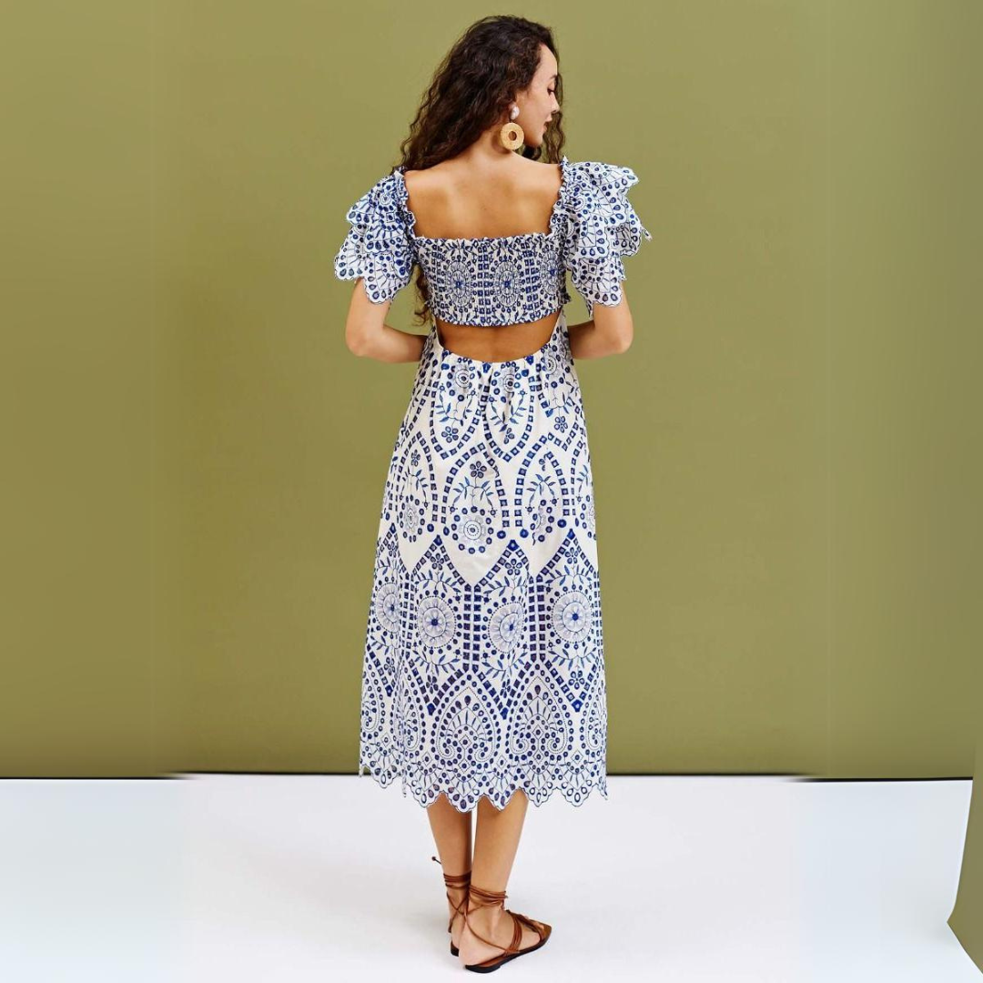 'Gerry' embroidered cotton maxi dress