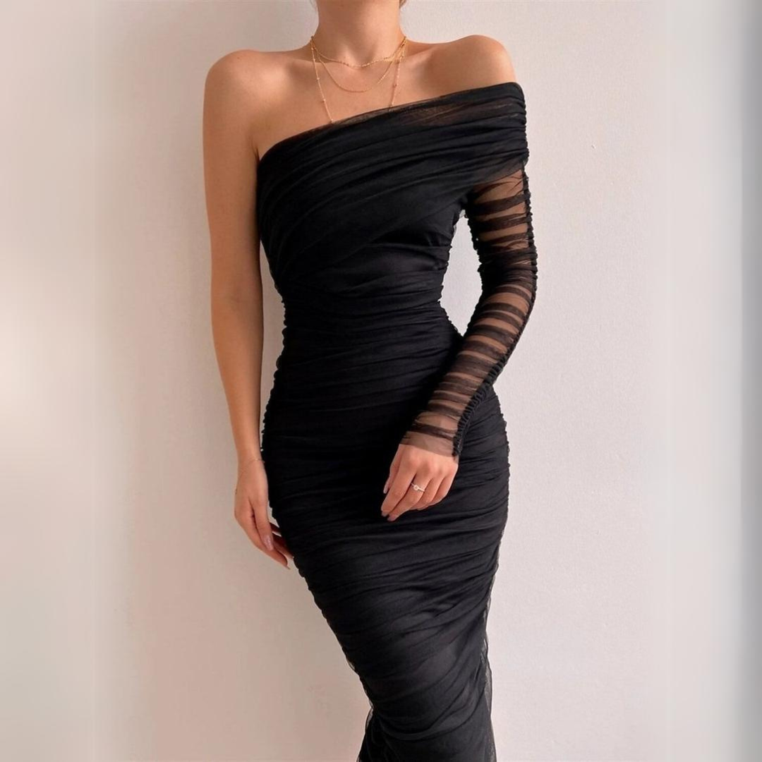'Victoria' slim fit one shoulder dress.