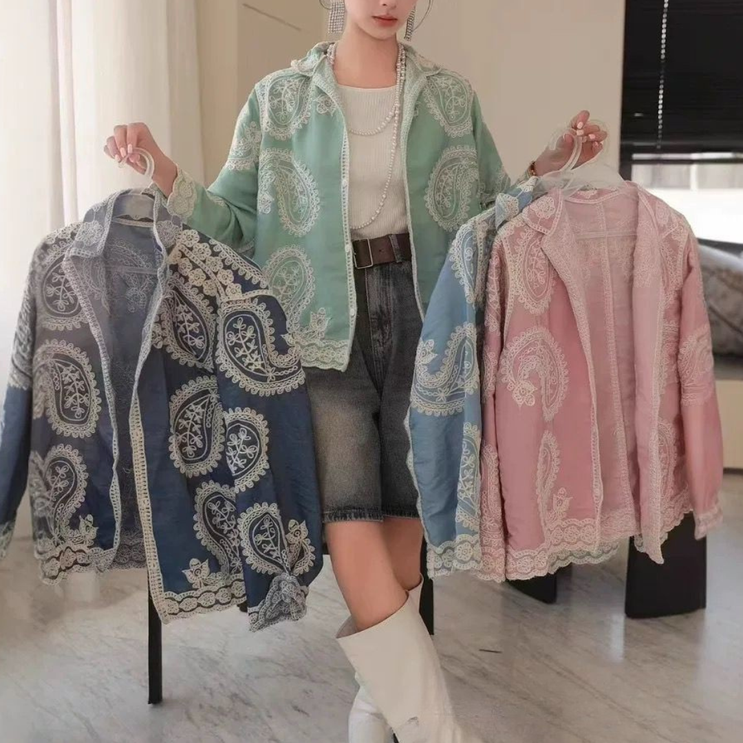 'Masha' luxe embroidered cotton shirt