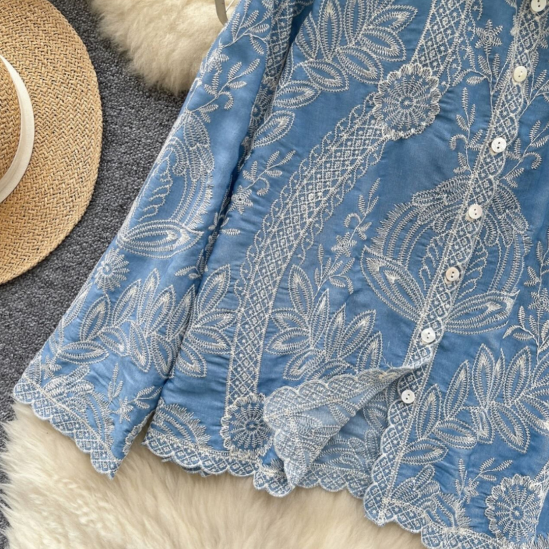 'Gabrielle' luxe embroidered cotton shirt