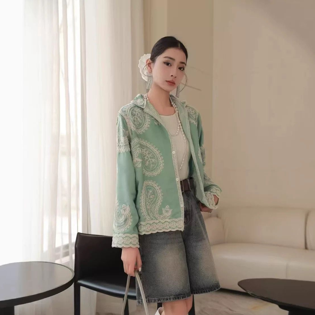 'Masha' luxe embroidered cotton shirt