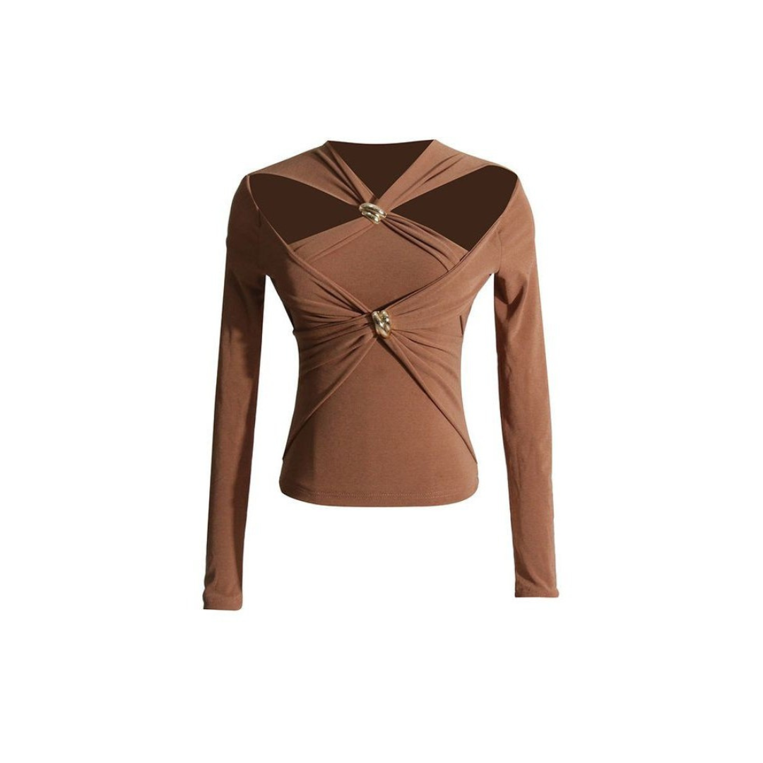 'Bella' criss-cross gold metal detailing top