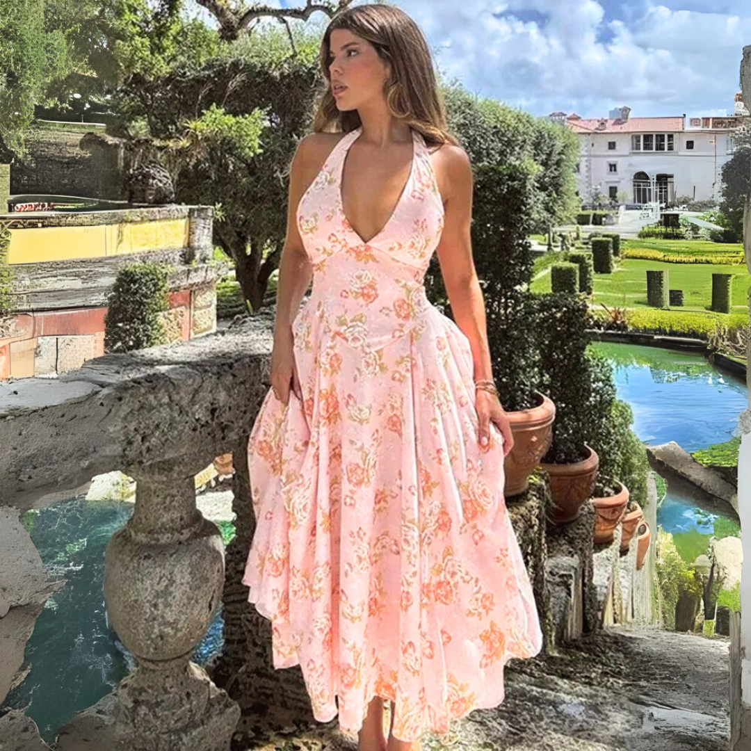 'Amaira' halter neck maxi dress