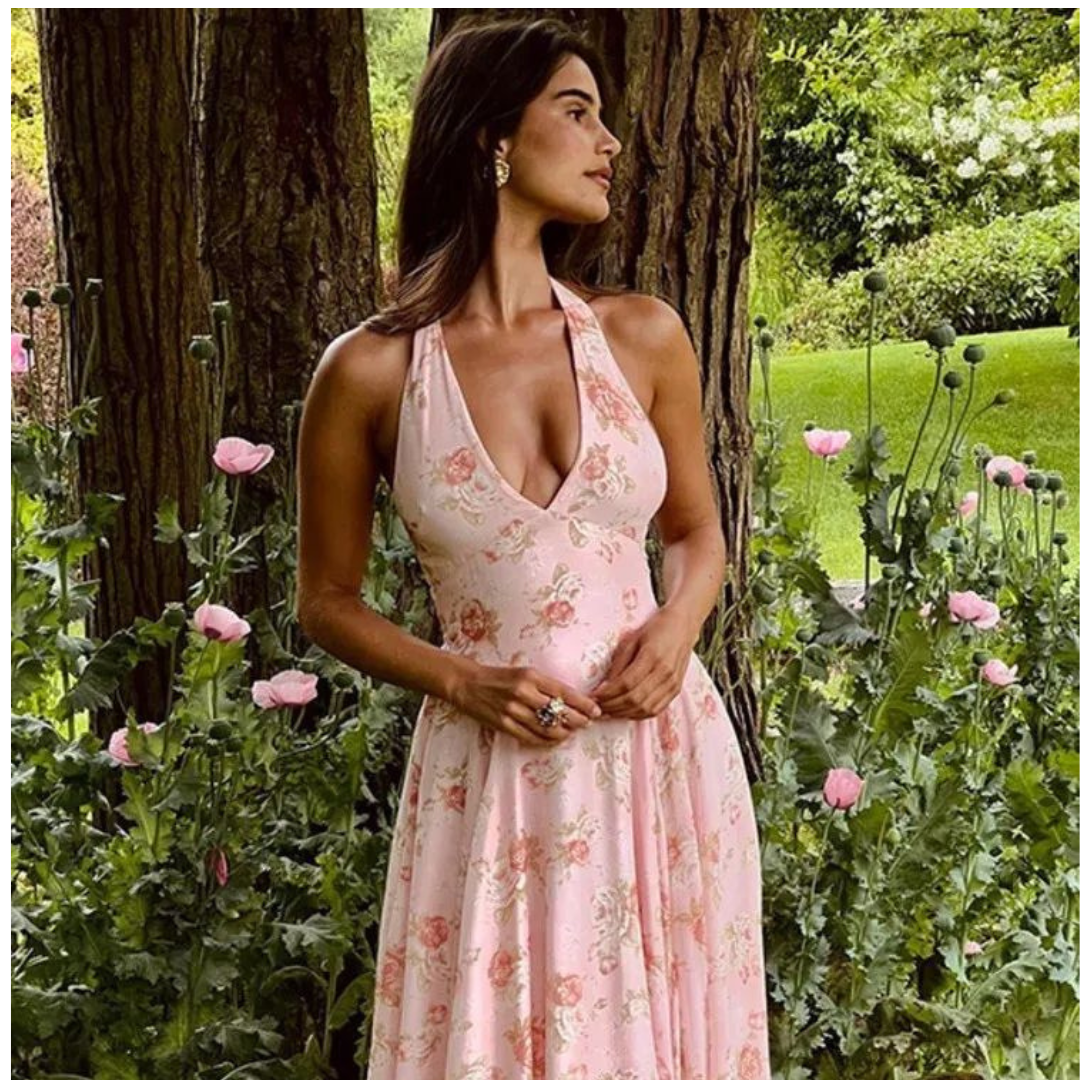 'Amaira' halter neck maxi dress