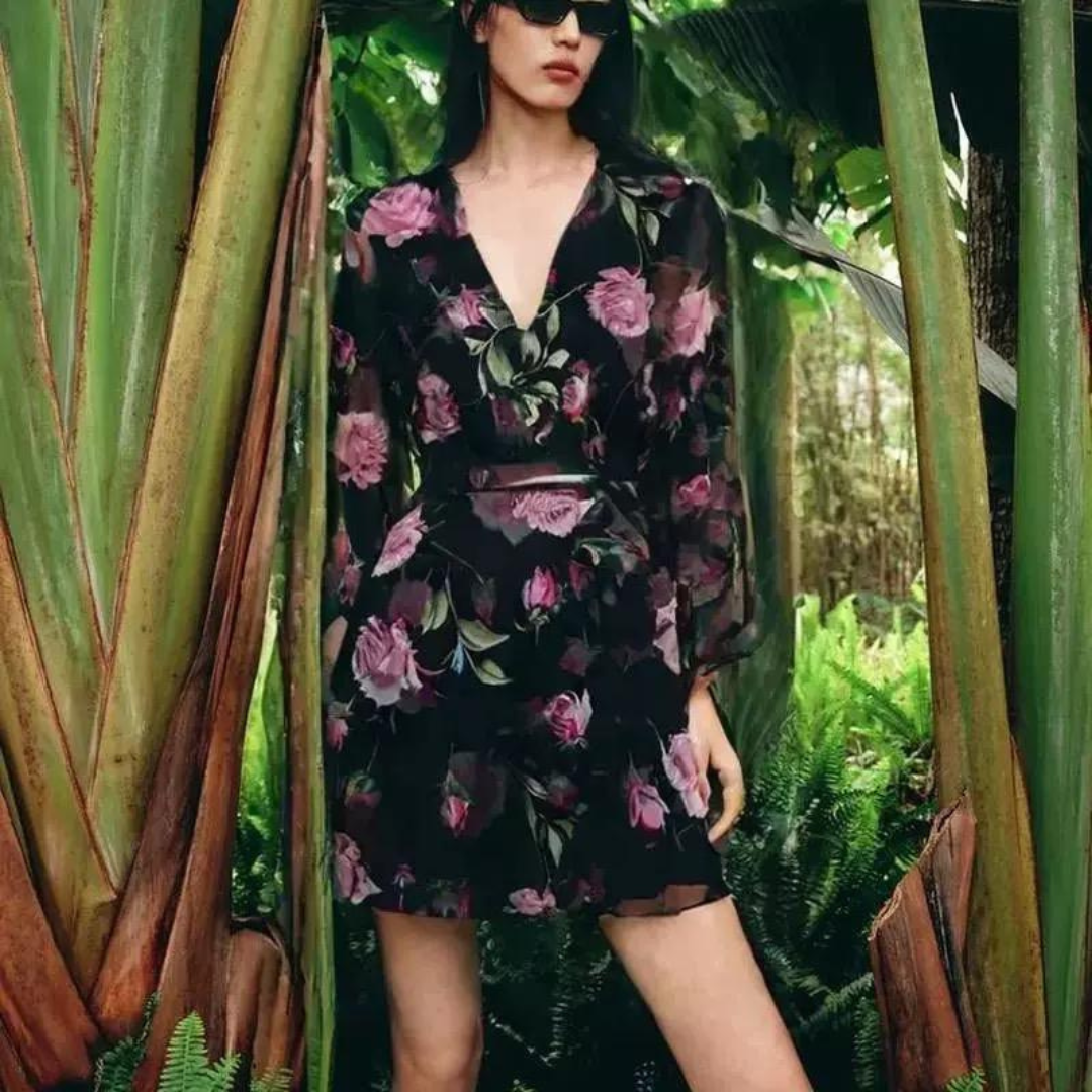 'Bianca' V Neck floral dress