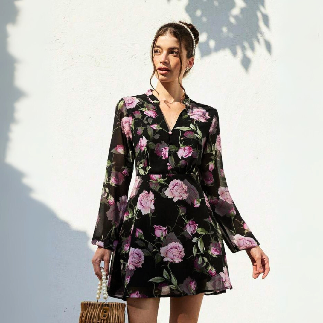 'Bianca' V Neck floral dress