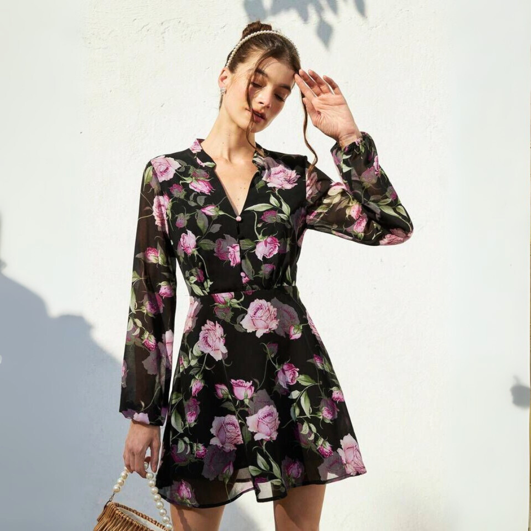 'Bianca' V Neck floral dress