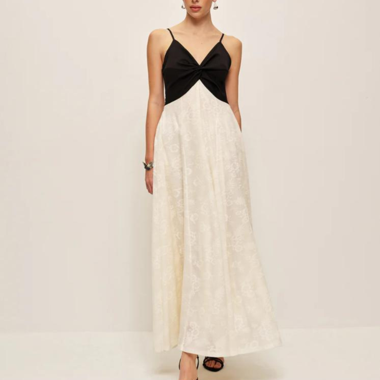 'Cashmere' black and white maxi dress