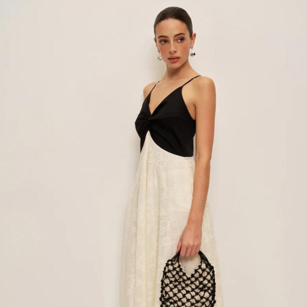 'Cashmere' black and white maxi dress