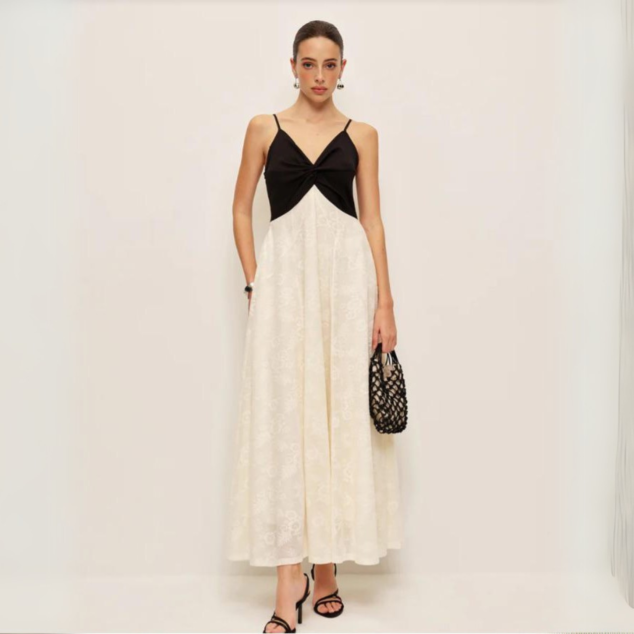 'Cashmere' black and white maxi dress