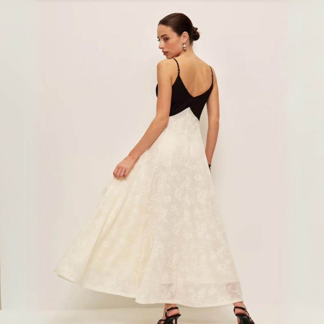 'Cashmere' black and white maxi dress