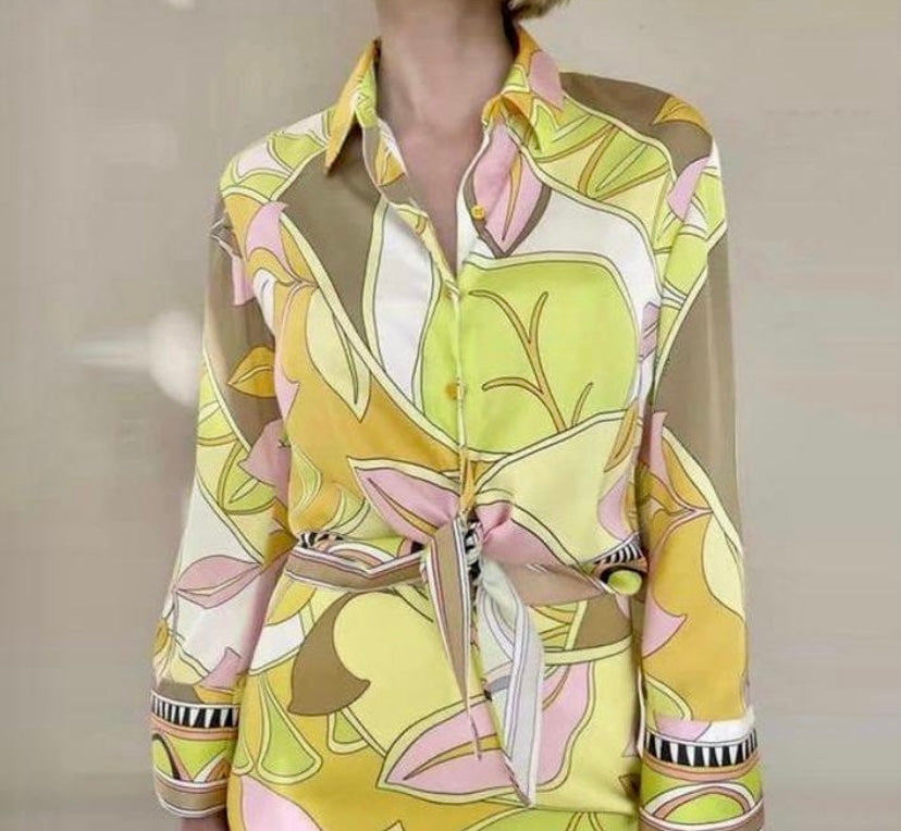 ‘Sunshine’ co-ord set. ( 2 piece, shirt and skirt )