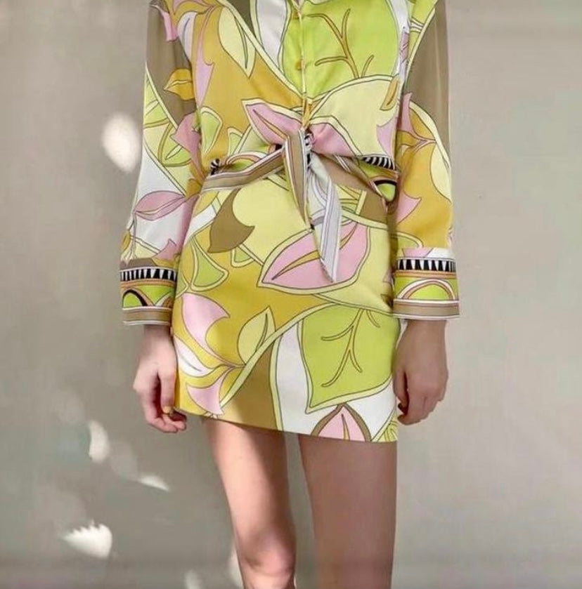 ‘Sunshine’ co-ord set. ( 2 piece, shirt and skirt )