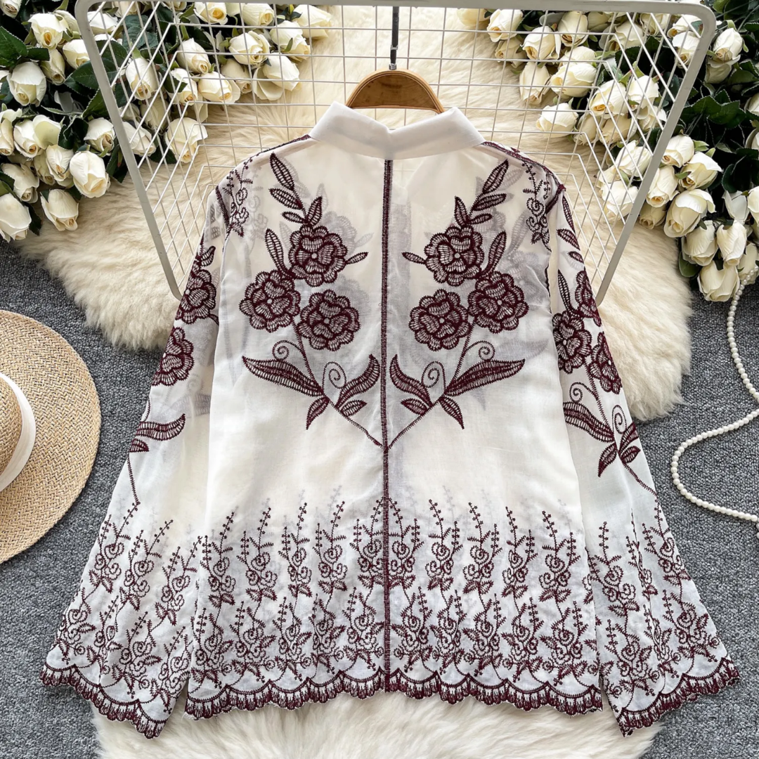 'Emma' luxe embroidered cotton shirt
