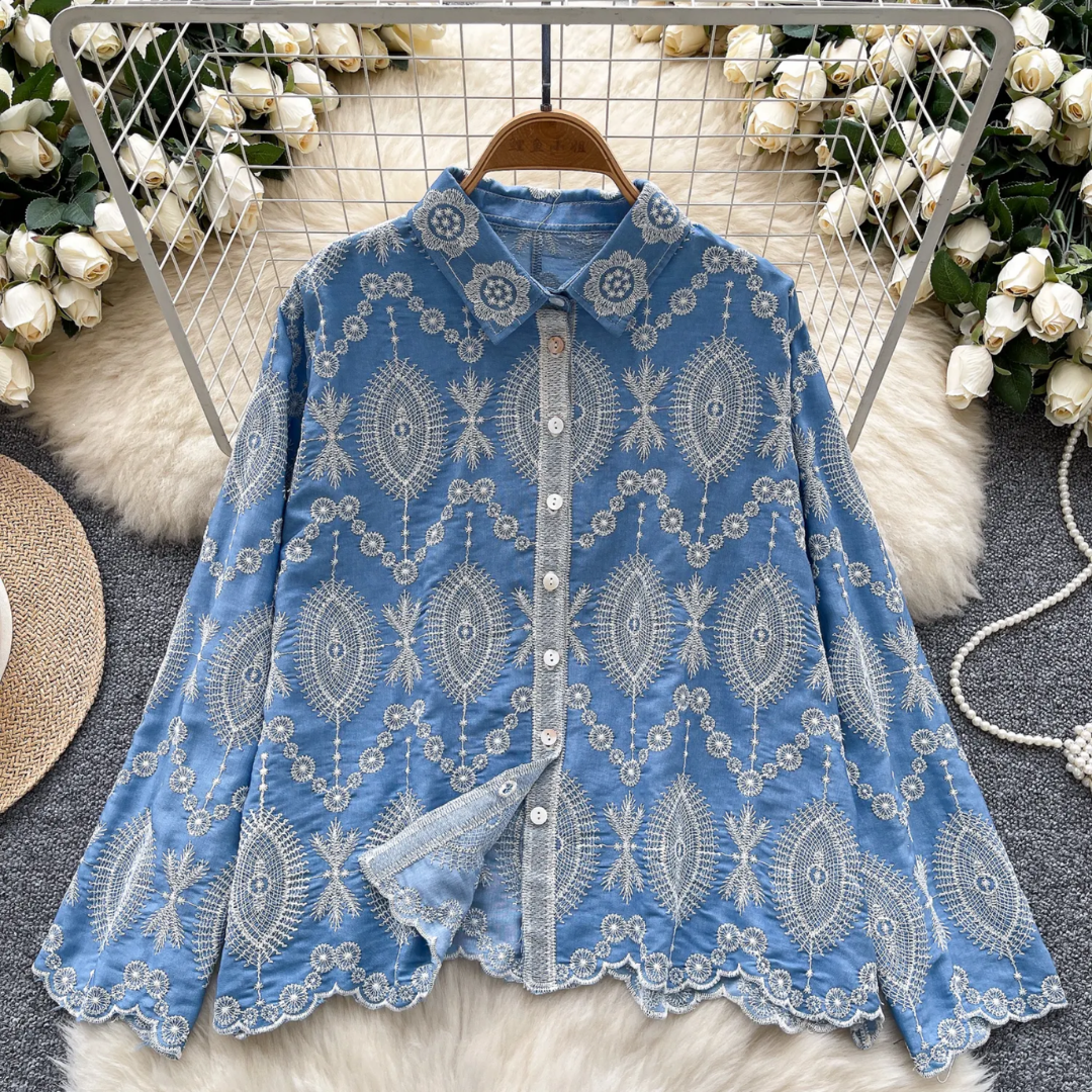 'Kaya' luxe embroidered cotton shirts