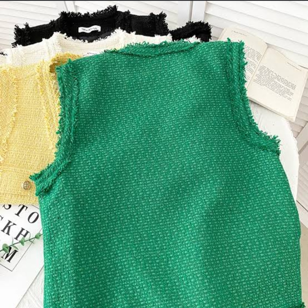 'Audrey' V-Neck tweed vest
