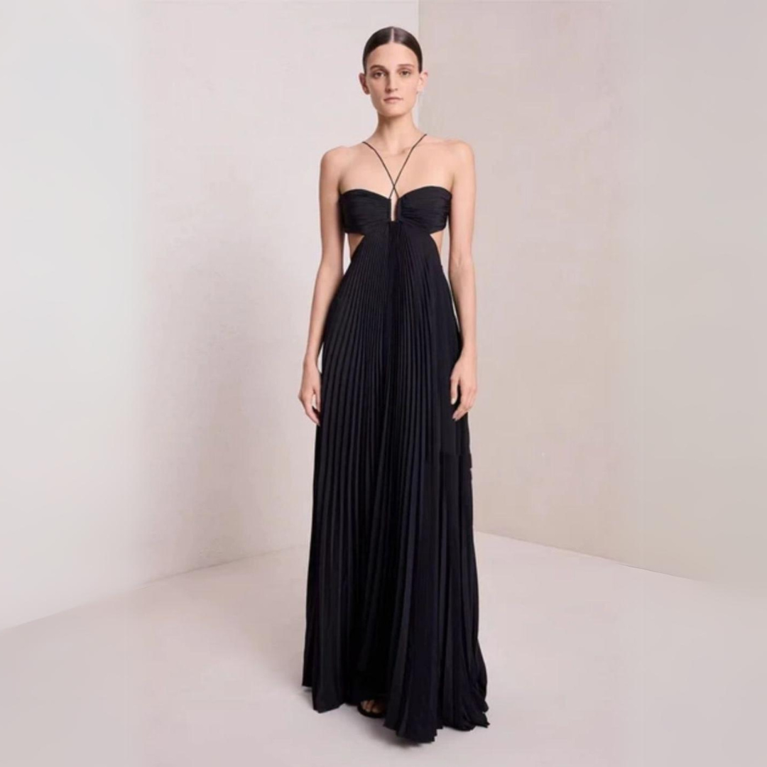 'Genela' gradient pleated long dress
