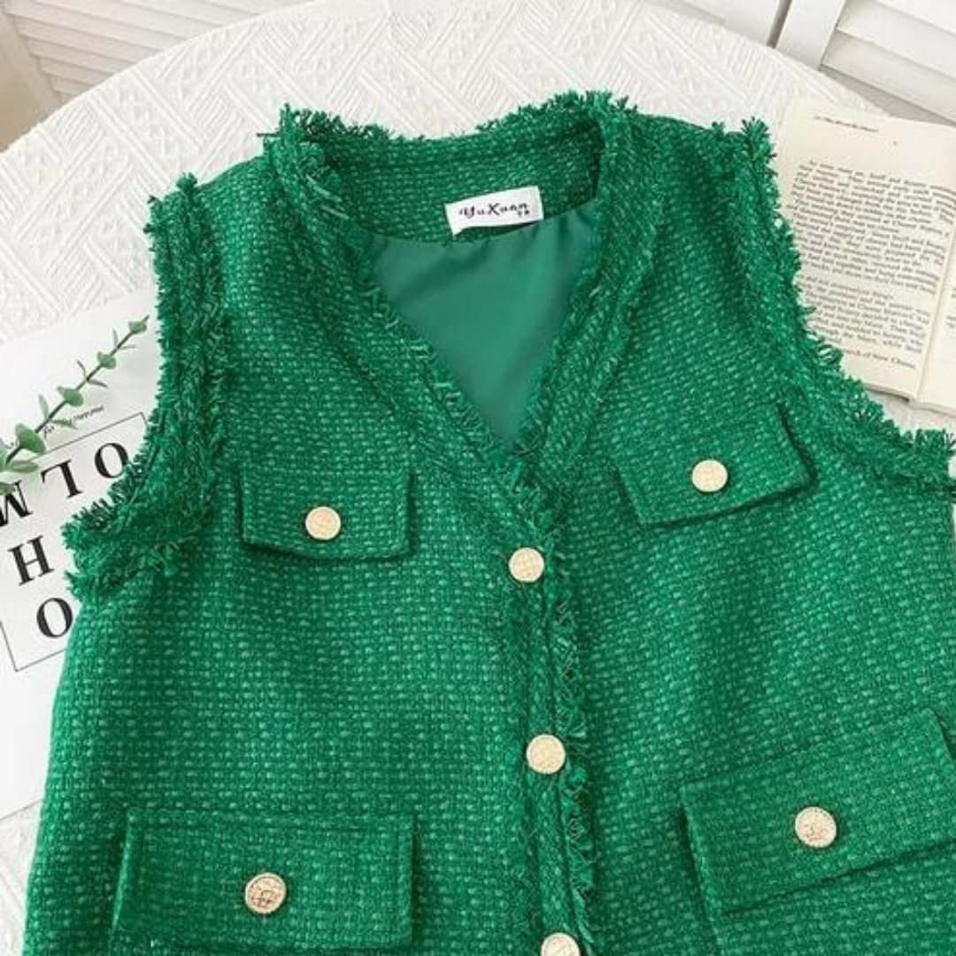'Audrey' V-Neck tweed vest