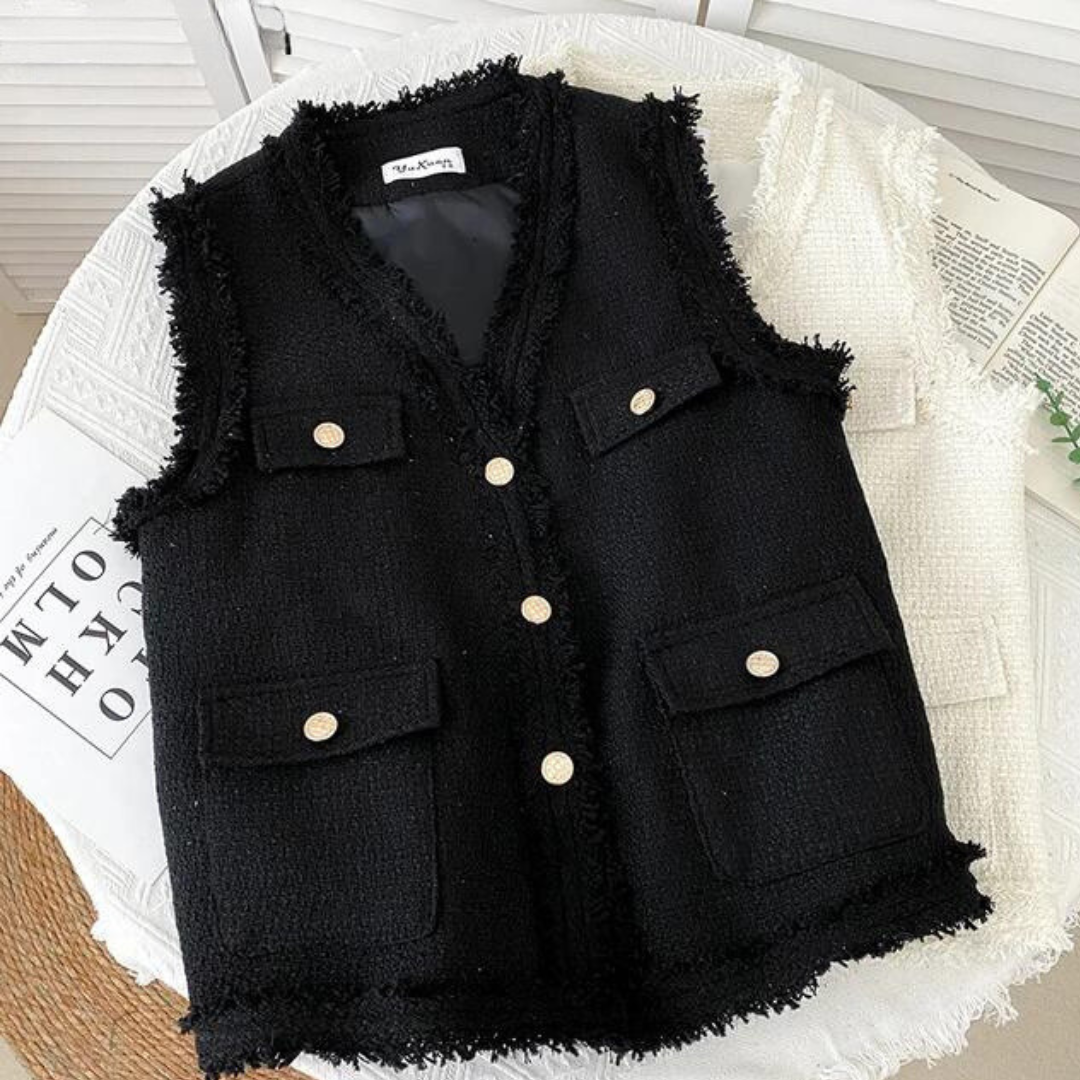 'Audrey' V-Neck tweed vest