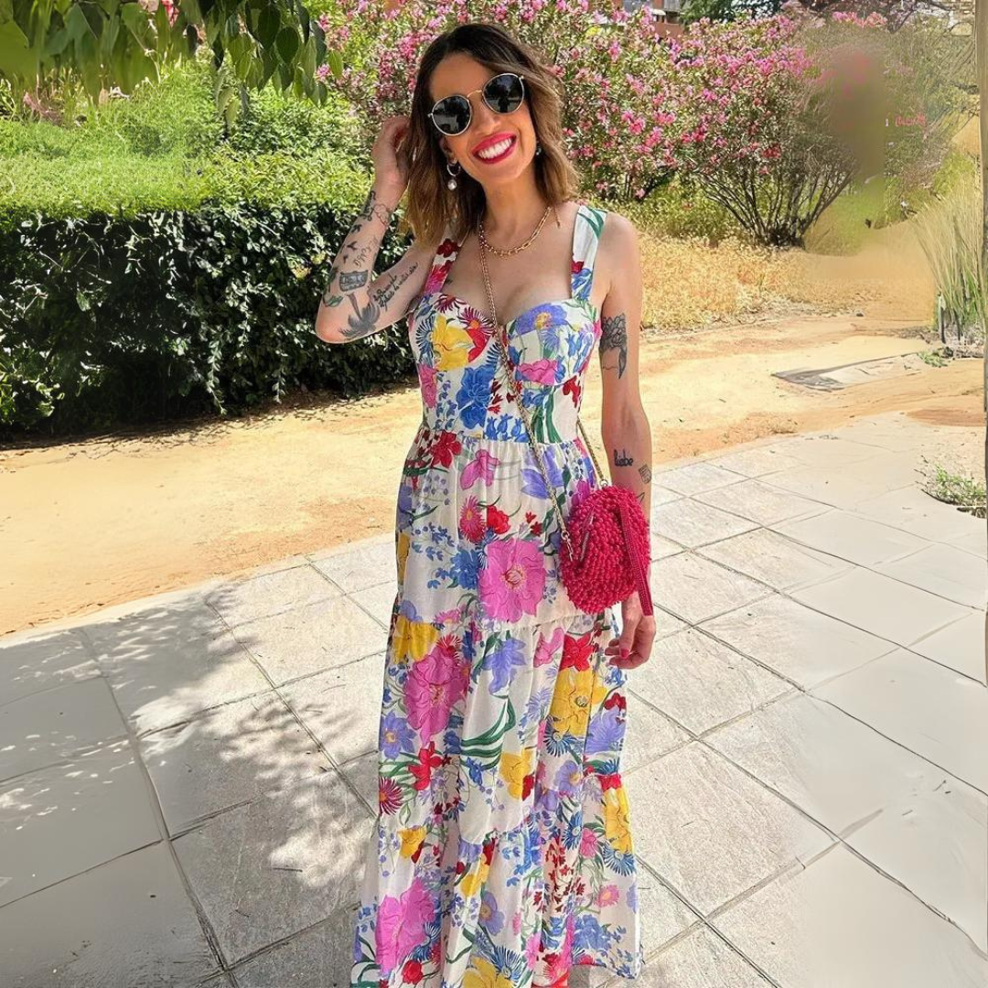 'All things Paris' printed maxi dress