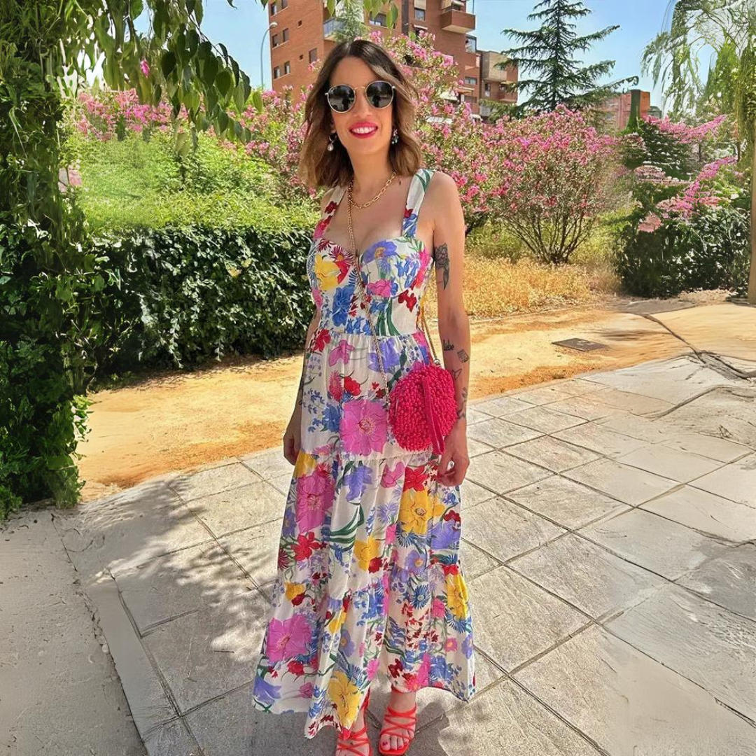'All things Paris' printed maxi dress