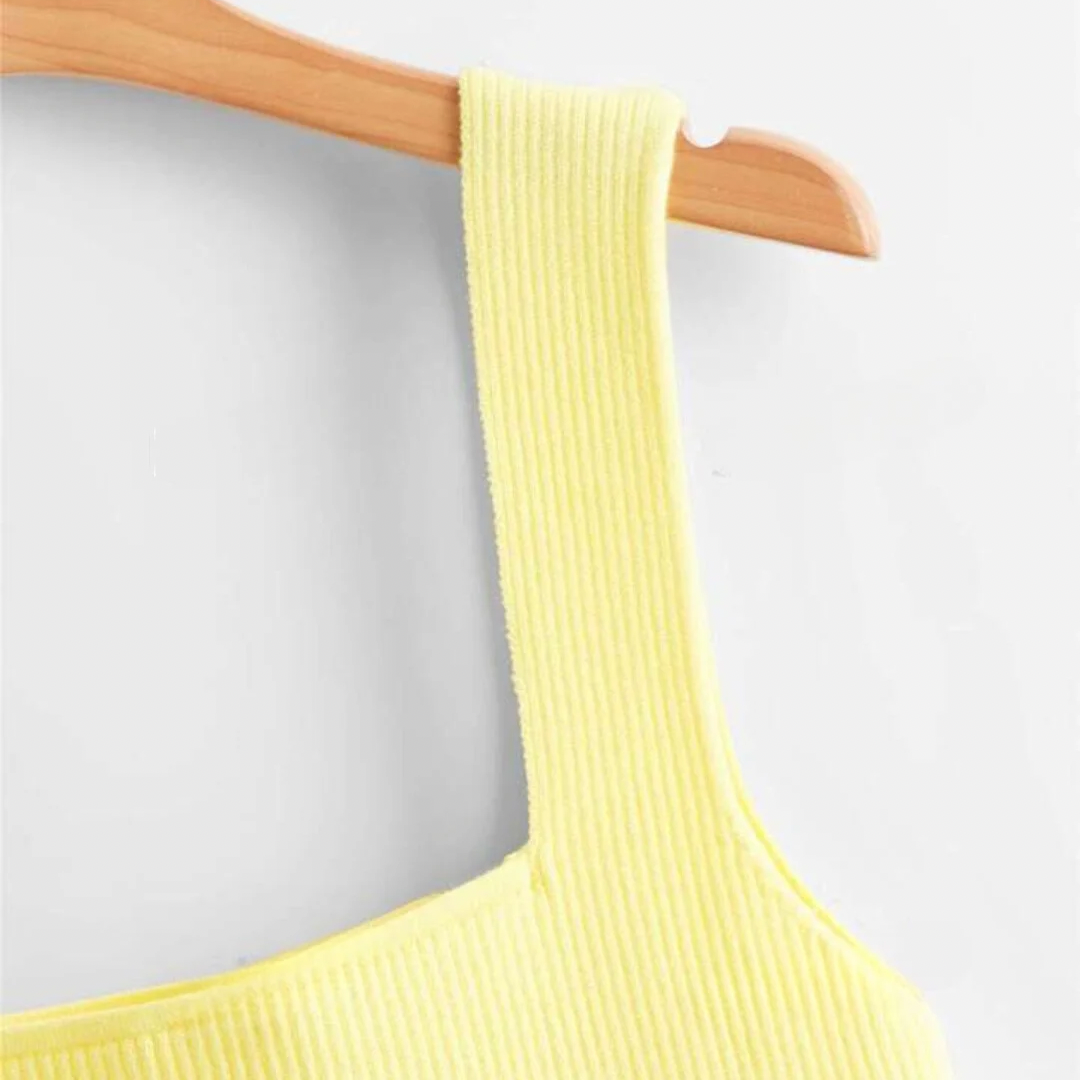 ‘Sunshine’ solid square neck top.