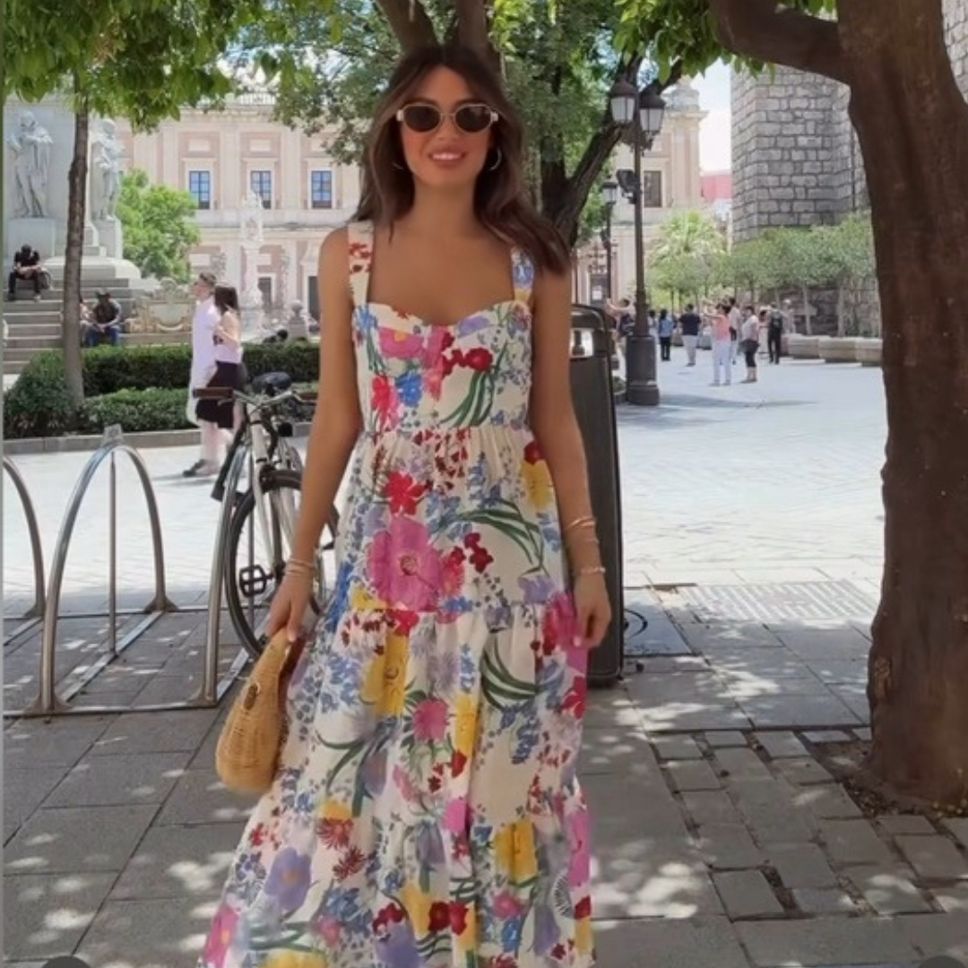 'All things Paris' printed maxi dress