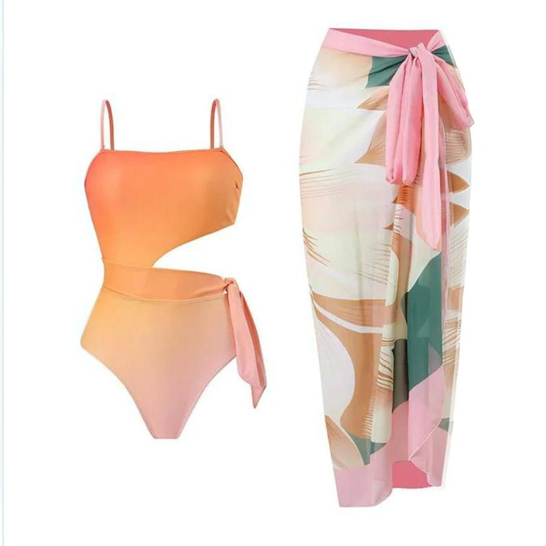 'All about sunset' swimsuit set with sarong