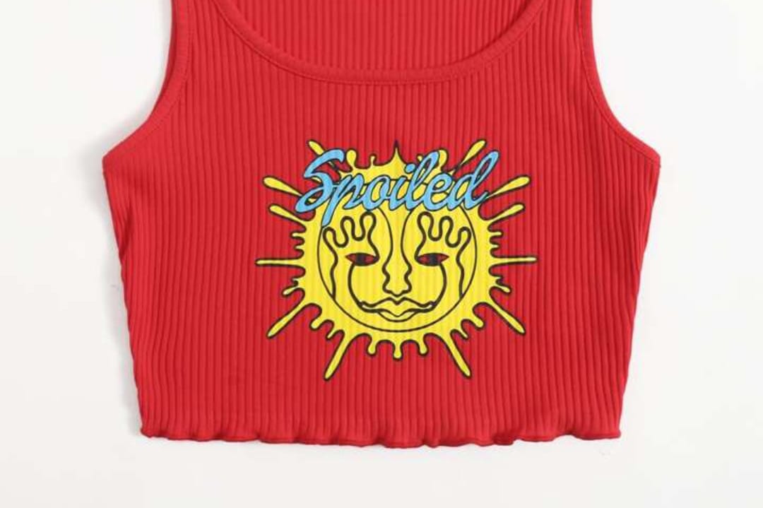 ‘Spoiled’  ribbed tank top.