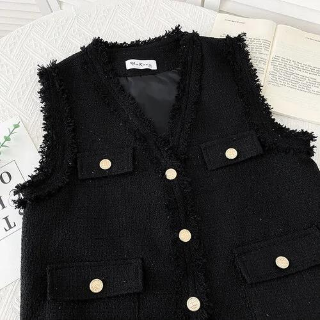 'Audrey' V-Neck tweed vest