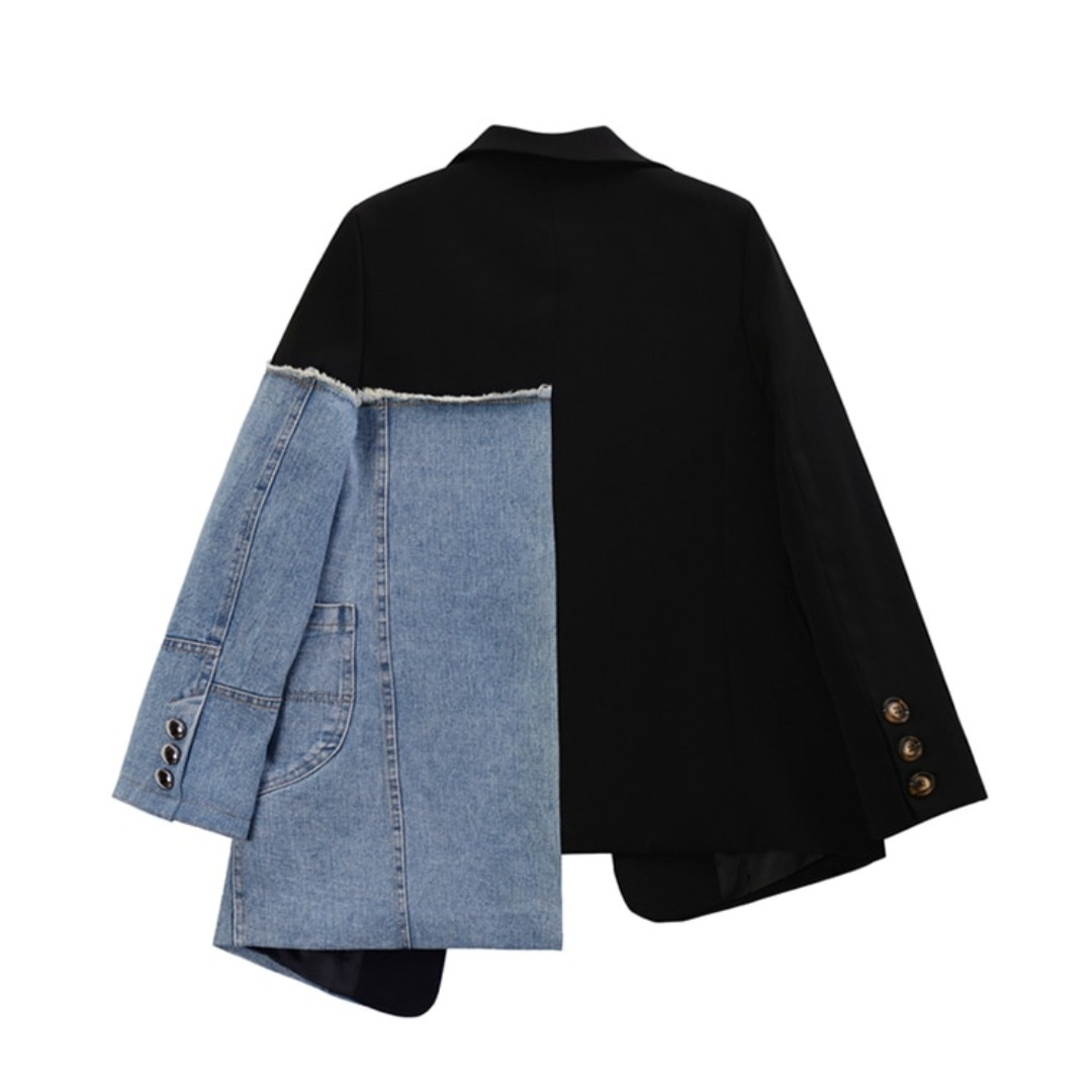 Vintage denim patchwork blazer