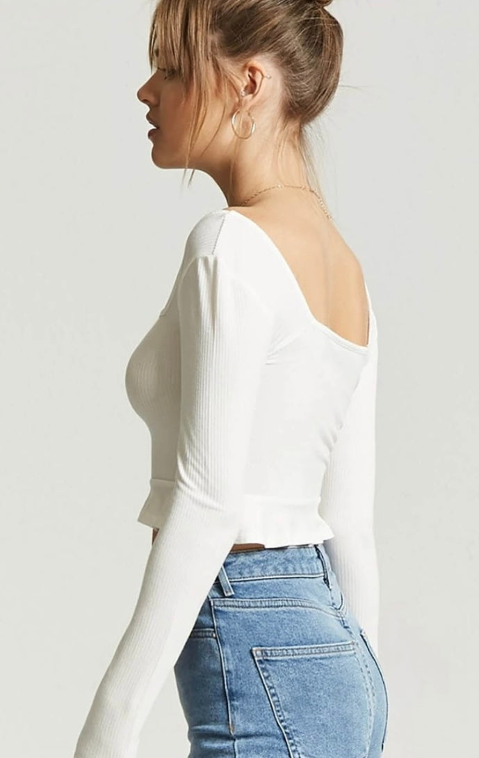 ‘Kenny’ square neck crop top.