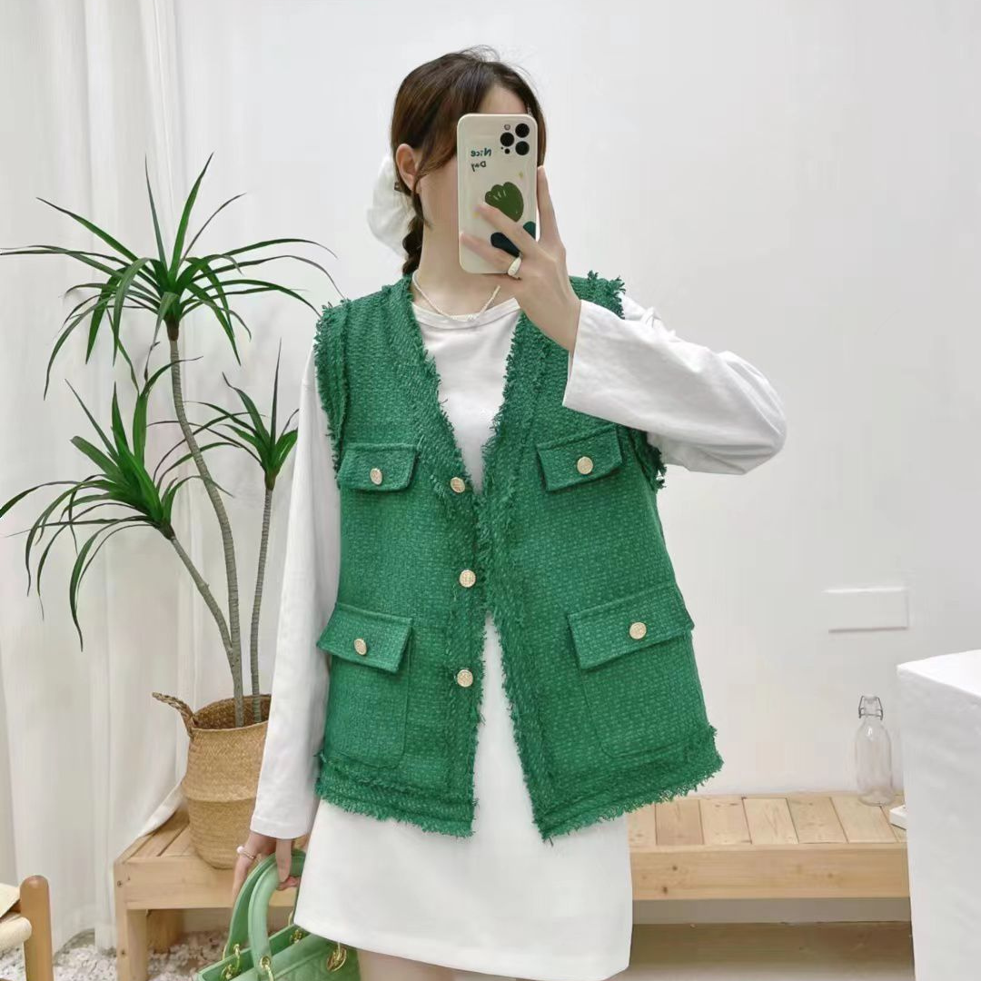 'Audrey' V-Neck tweed vest