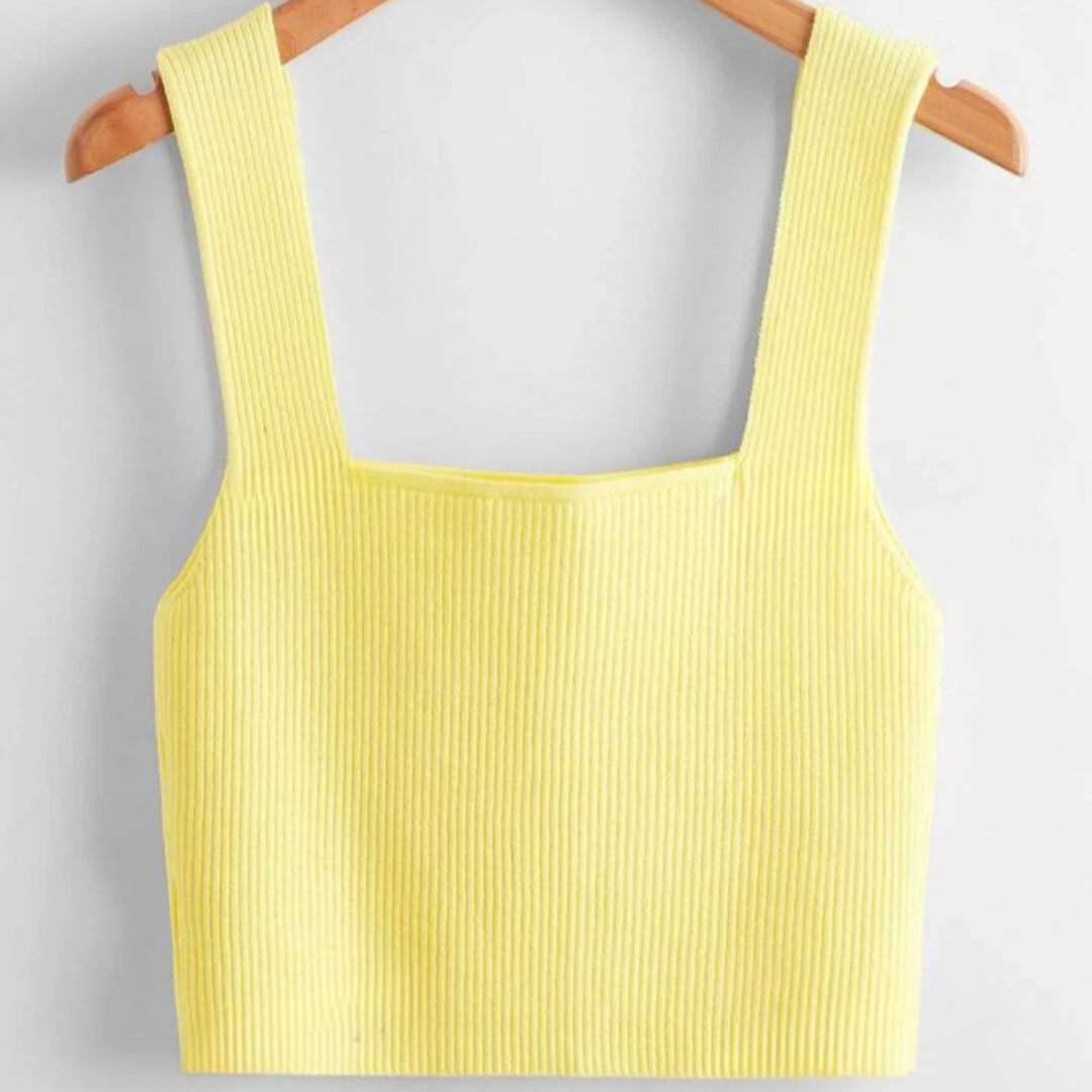 ‘Sunshine’ solid square neck top.