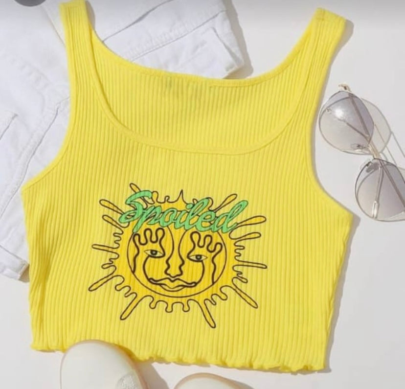 ‘Spoiled’  ribbed tank top.