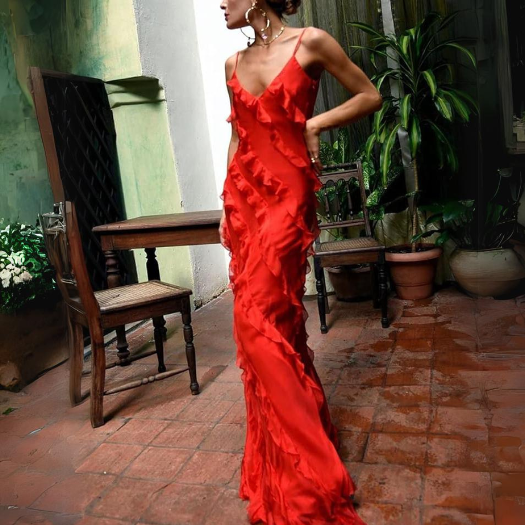 'Diana' ruffled maxi dress