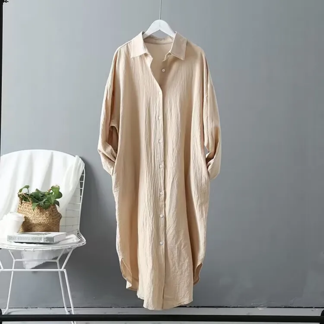 'Melissa' luxe cotton long shirt dress