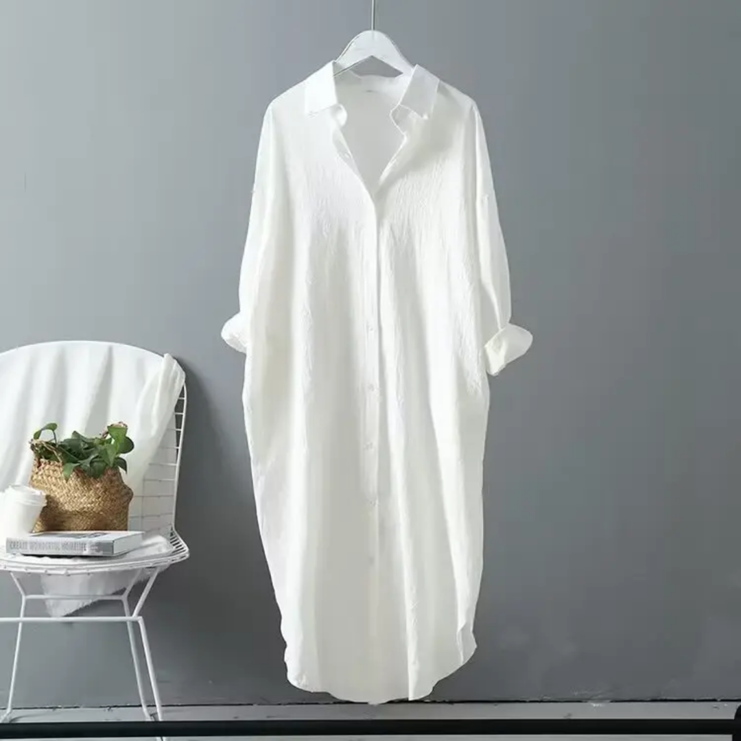'Melissa' luxe cotton long shirt dress