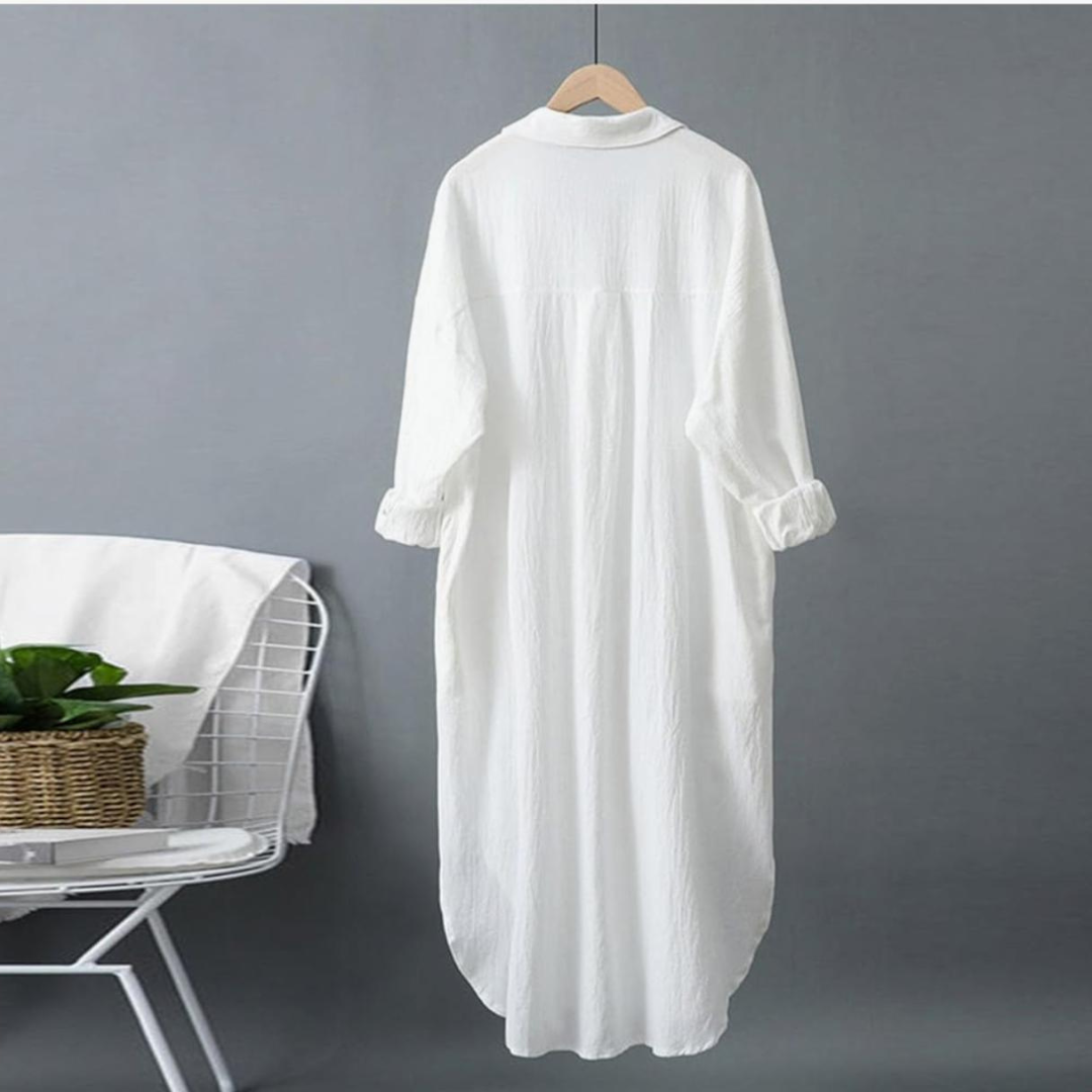 'Melissa' luxe cotton long shirt dress