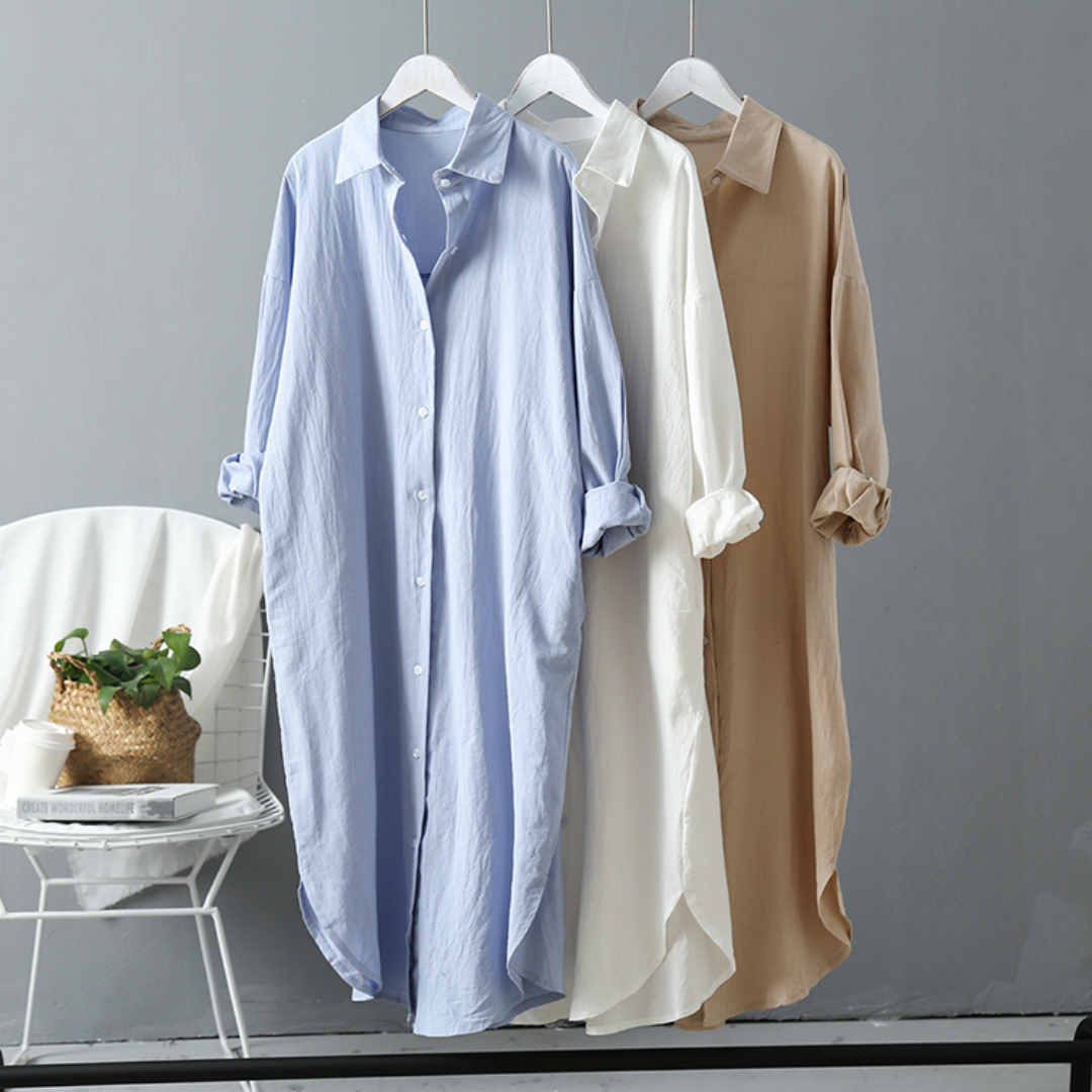'Melissa' luxe cotton long shirt dress