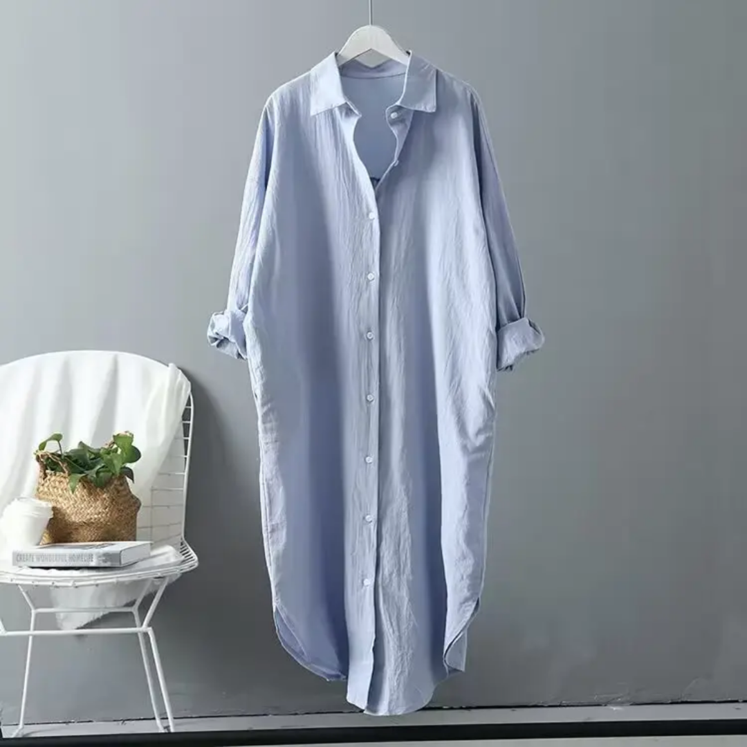 'Melissa' luxe cotton long shirt dress